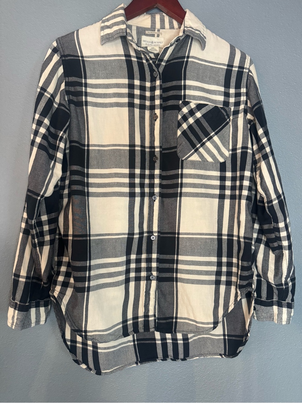 Ralph Lauren Denim & Supply Navy and Cream Striped Shirt 100% Cotton